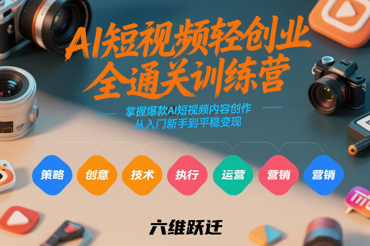 AI短视频轻创业全通关训练营，掌握爆款AI短视频内容创作，从入门新手到平稳变现的六维跃迁-谷进海小站