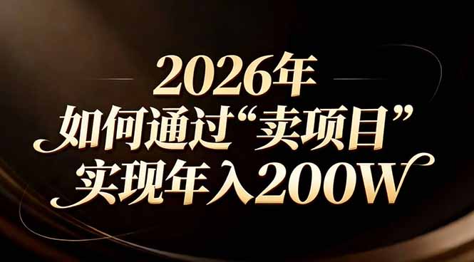 站在2026年的十字路口：一个普通人如何通过卖项目实现年入200万-谷进海小站