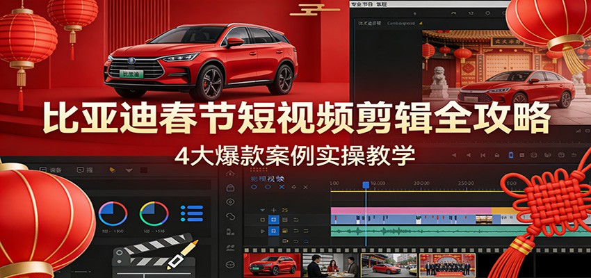 比亚迪春节短视频剪辑全攻略，4大爆款案例实操教学-谷进海小站