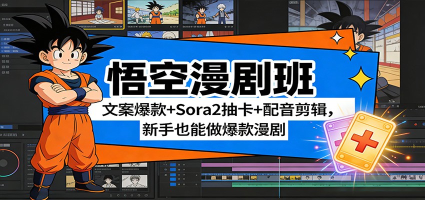 悟空漫剧班：文案爆款+Sora2抽卡+配音剪辑，新手也能做爆款漫剧-谷进海小站