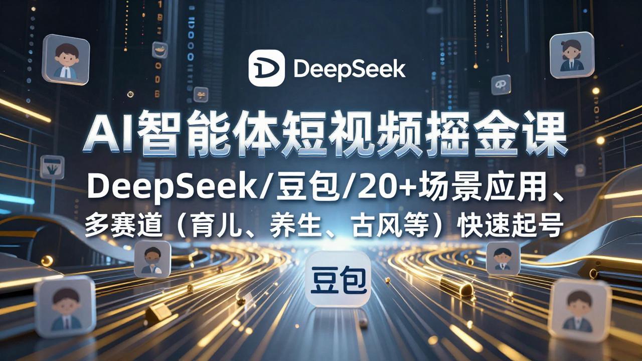 AI智能体短视频掘金课，DeepSeek/豆包/20+场景应用、多赛道(育儿、养生、古风等-谷进海小站