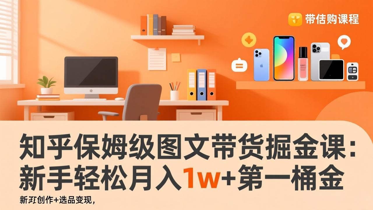 知乎保姆级图文带货掘金课：账号打造+爆文创作+选品变现，新手轻松月入1w+第一桶金-谷进海小站