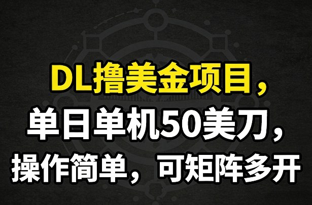 DL撸美金项目，单日单机50美刀，操作简单，可矩阵多开-谷进海小站