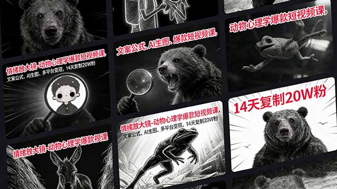 情绪放大镜-动物心理学爆款短视频课，文案公式、AI生图、多平台变现，14天复制20W粉-谷进海小站