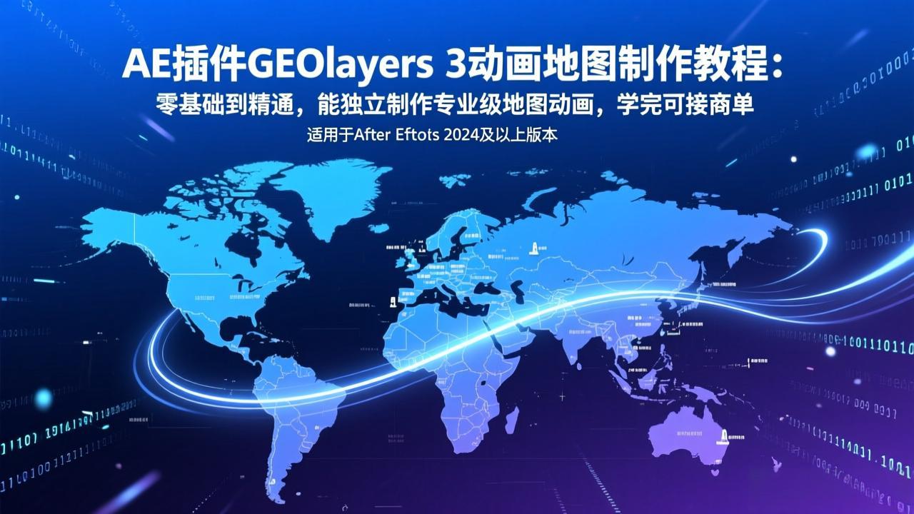 AE插件GEOlayers 3动画地图制作教程：零基础到精通，能独立制作专业级地图动画，学完可接商单-谷进海小站
