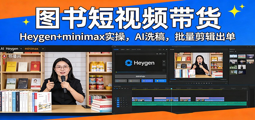 图书短视频带货：Heygen+minimax实操，AI洗稿 ，批量剪辑出单-谷进海小站