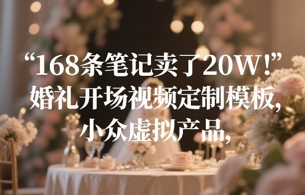 168条笔记卖了20W！婚礼开场视频定制模板，小众虚拟产品-谷进海小站