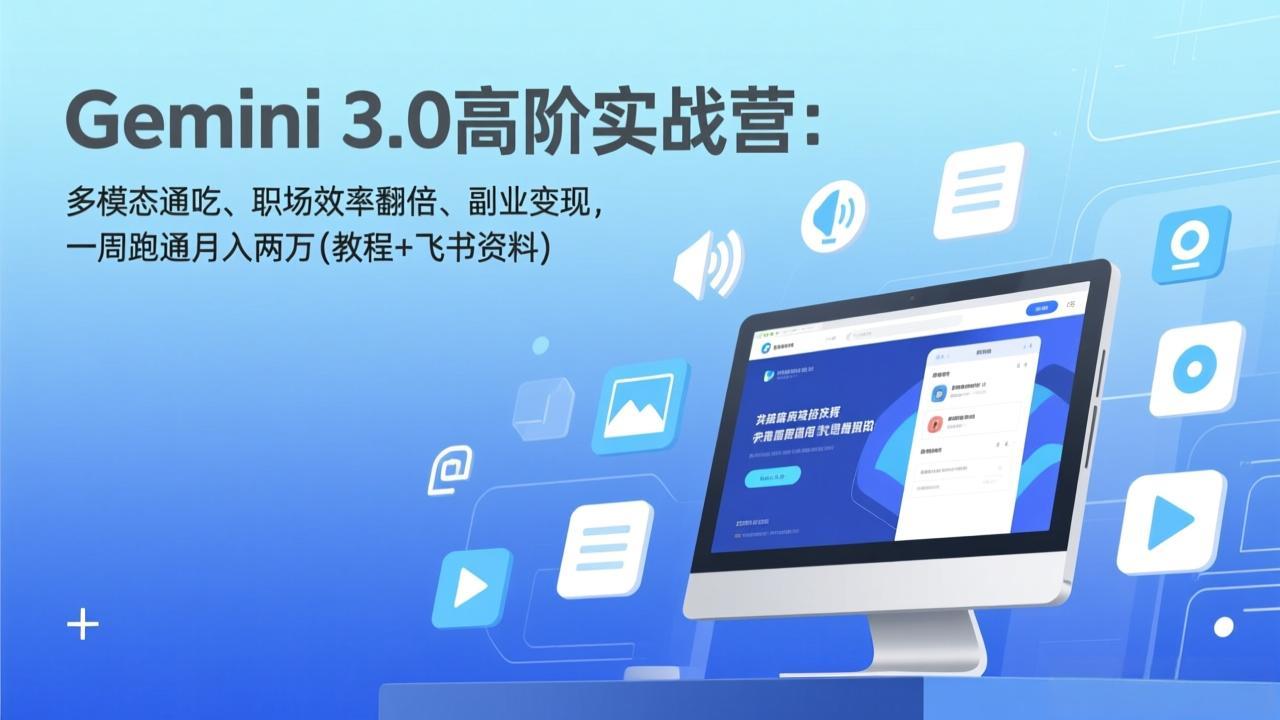 Gemini 3.0高阶实战营：多模态通吃、职场效率翻倍、副业变现，一周跑通月入两万(教程+飞书资料-谷进海小站