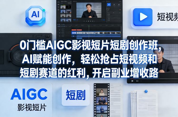 0门槛AIGC影视短片短剧创作班，AI赋能创作，轻松抢占短视频和短剧赛道的红利，开启副业增收路-谷进海小站