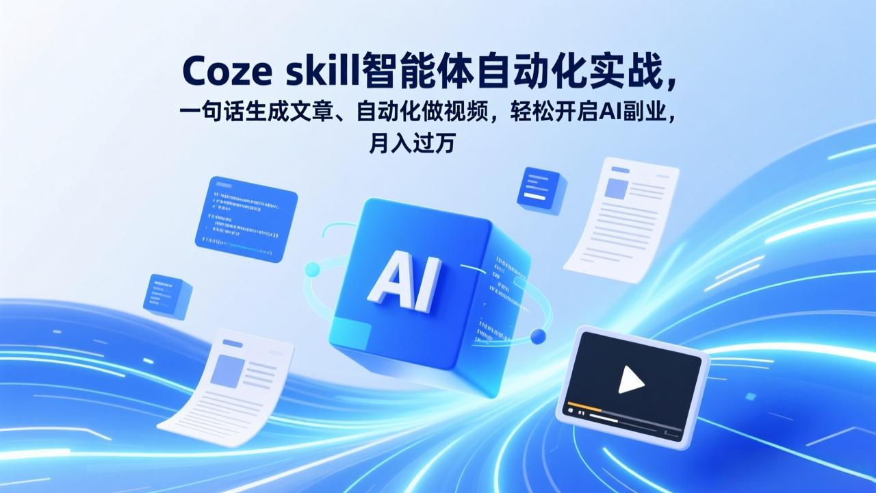 Coze skill智能体自动化实战，一句话生成文章、自动化做视频，轻松开启AI副业，月入过万-谷进海小站