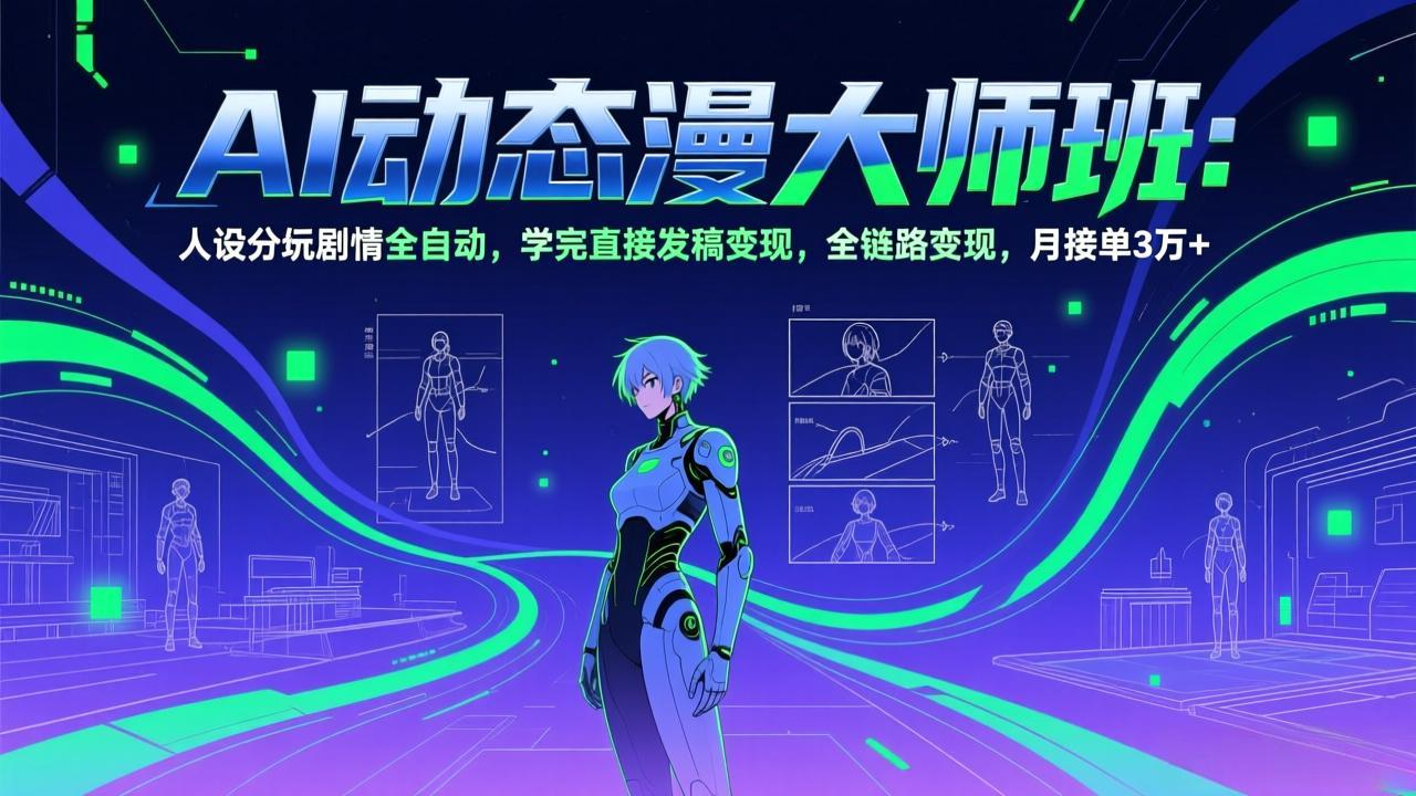 AI动态漫剧大师班：人设分镜剧情全自动，学完直接发稿变现，全链路变现，月接单3万+-谷进海小站