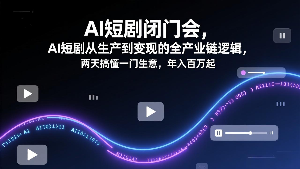 AI短剧闭门会，AI短剧从生产到变现的全产业链逻辑，两天搞懂一门生意，年入百万起-谷进海小站