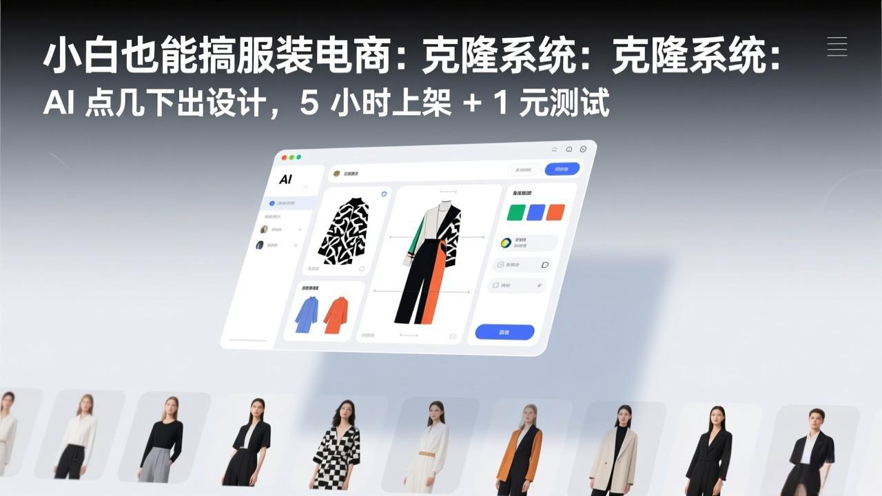 小白也能搞服装电商：克隆系统：AI 点几下出设计，5 小时上架 + 1 元测试-谷进海小站