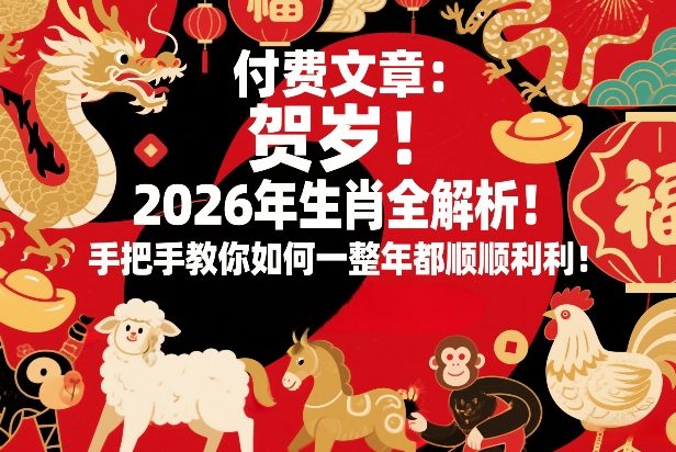 付费文章:贺岁!2026年生肖全解析!手把手教你如何一整年都顺顺利利!-谷进海小站