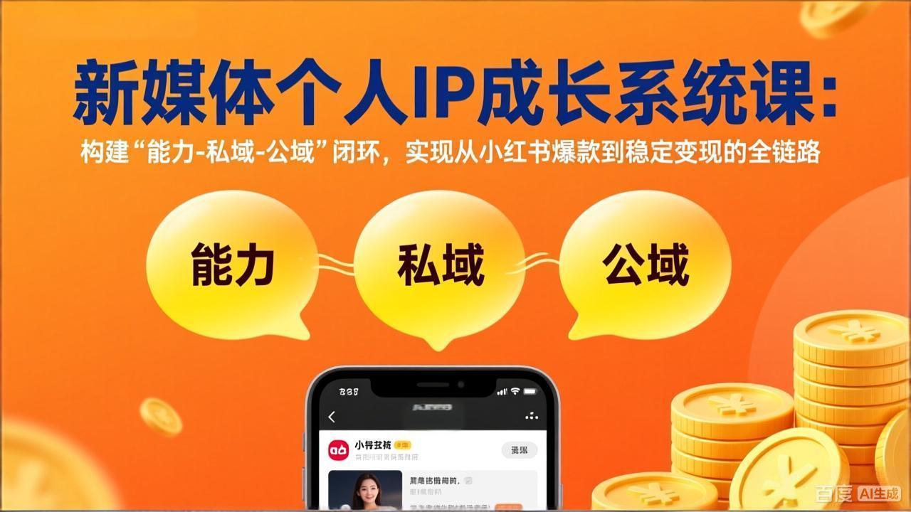 新媒体个人IP成长系统课-更新：构建“能力-私域-公域”闭环，实现从小红书爆款到稳定变现-谷进海小站