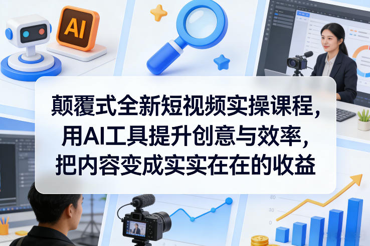 颠覆式全新短视频实操课程，用AI工具提升创意与效率，把内容变成实实在在的收益-谷进海小站