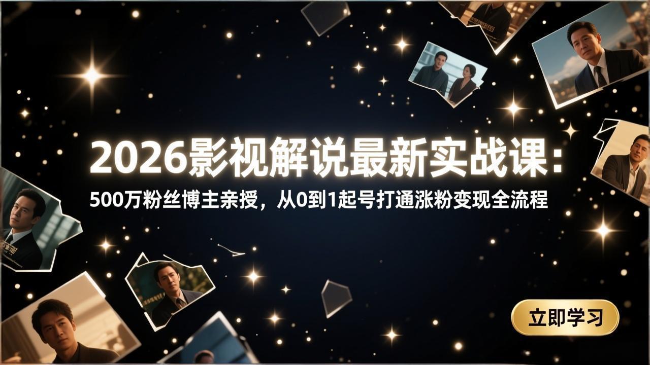 2026影视解说最新实战课：500万粉丝博主亲授，从0到1起号打通涨粉变现全流程-谷进海小站