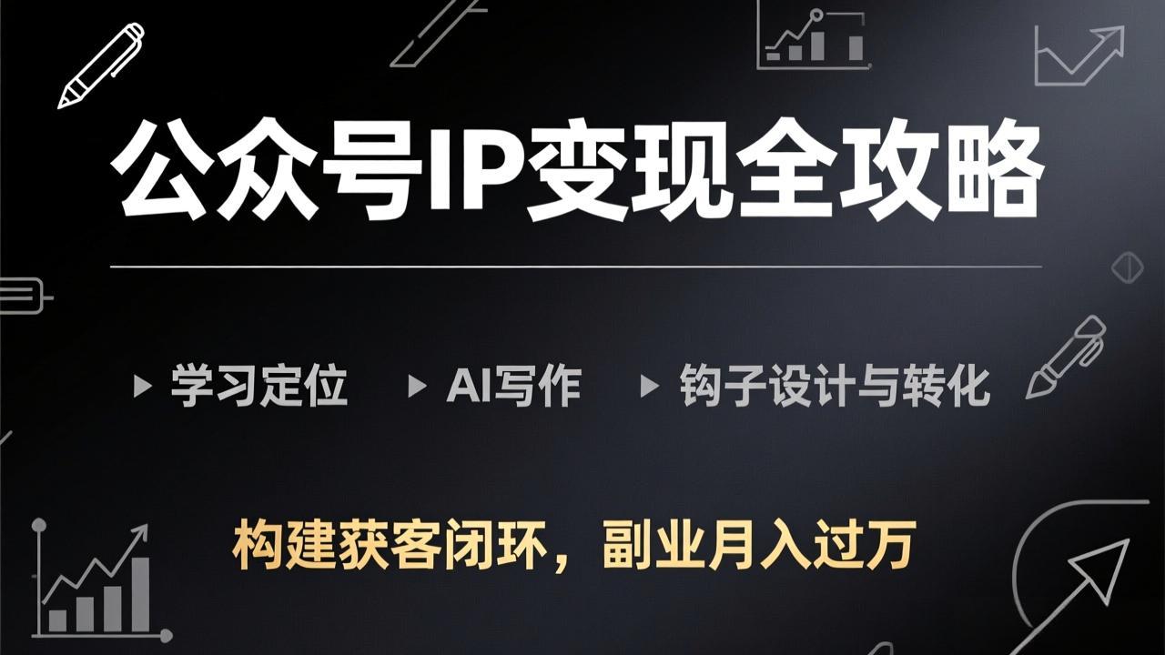 公众号IP变现全攻略-更新，学习定位、AI写作、钩子设计与转化，构建获客闭环，副业月入过万-谷进海小站