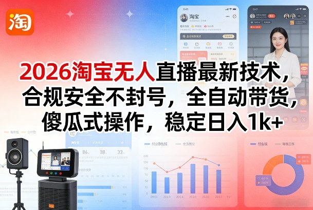 2026淘宝无人直播最新技术，合规安全不封号，全自动带货，傻瓜式操作，稳定日入1k+【揭秘】-谷进海小站