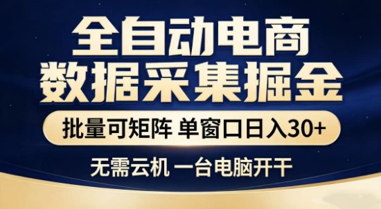 独家电商数据全自动采集项目，批量可矩阵，单窗口轻松日入3张+【揭秘】-谷进海小站