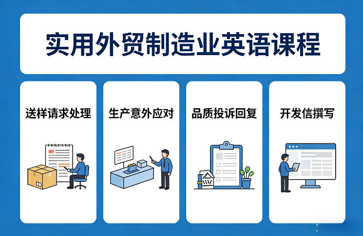 实用外贸制造业英语课程，教你专业处理送样请求、应对生产意外、回复品质投诉、撰写开发信等-谷进海小站