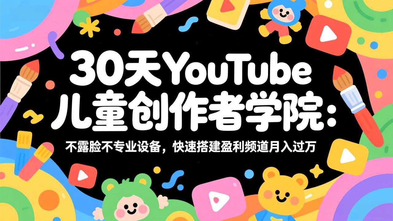 30天YouTube儿童创作者学院：不露脸不专业设备，快速搭建盈利频道月入过万-谷进海小站