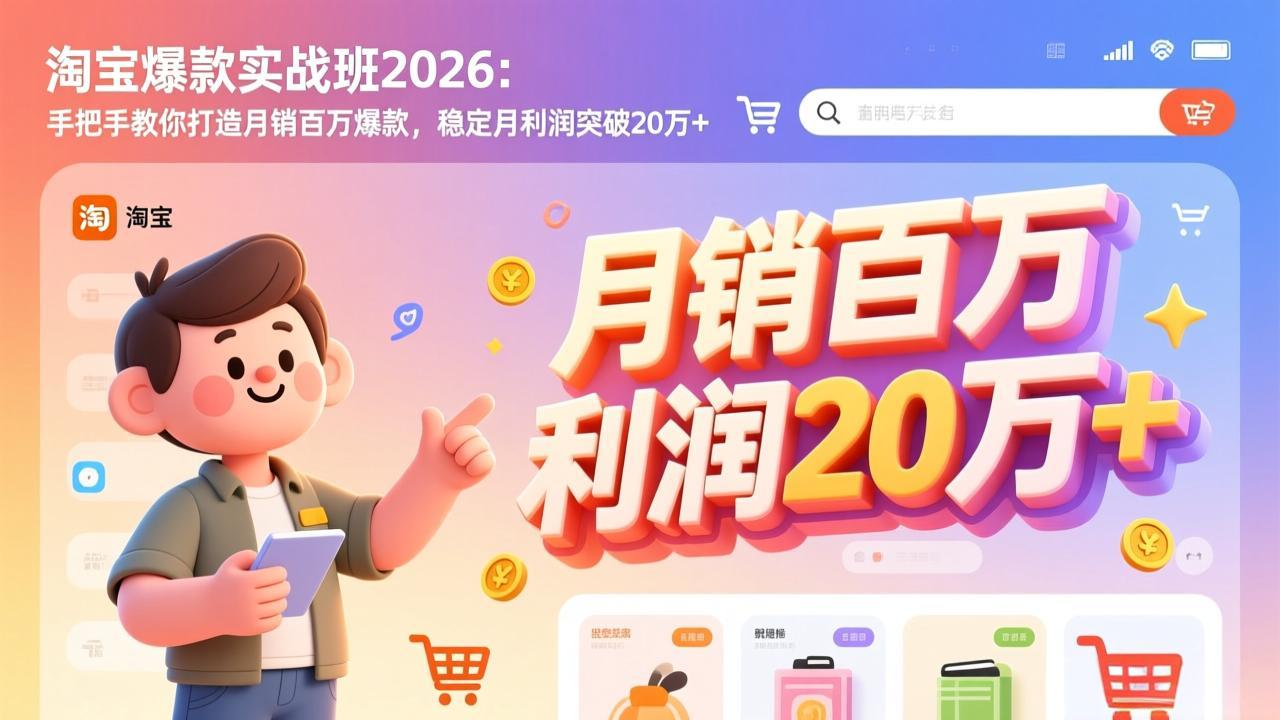淘宝爆款实战班-2026年3月更新：手把手教你打造月销百万爆款，稳定月利润突破20万+-谷进海小站