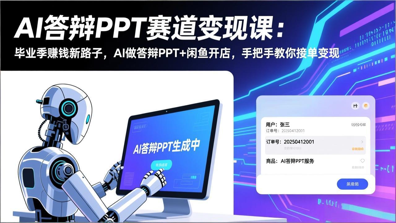 AI答辩PPT赛道变现课：毕业季赚钱新路子，AI做答辩PPT+闲鱼开店，手把手教你接单变现-谷进海小站