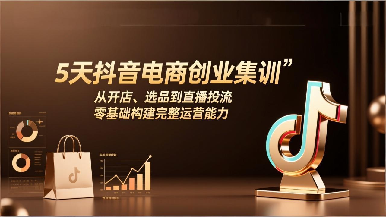 5天抖音电商创业集训：从开店、选品到直播投流，零基础构建完整运营能力-谷进海小站