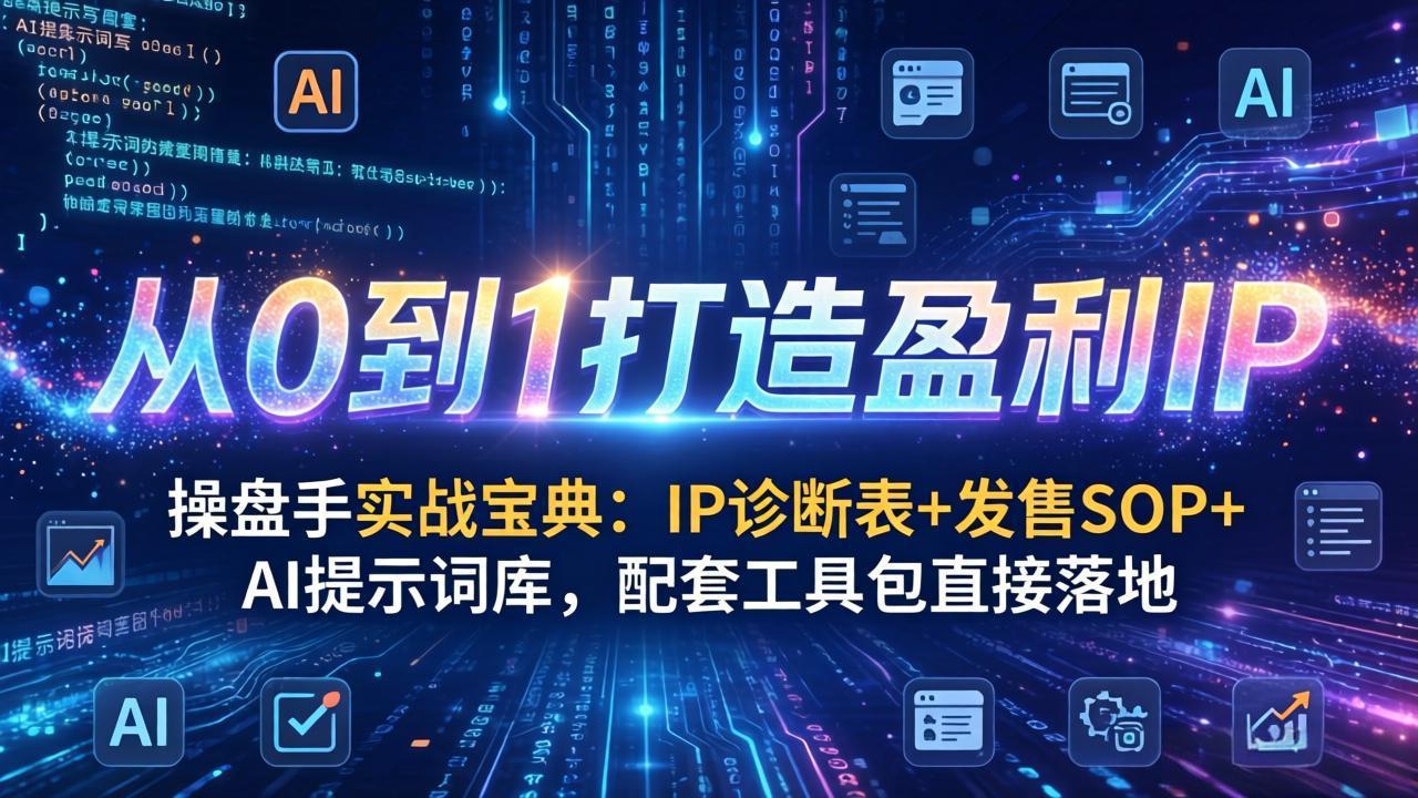 操盘手实战宝典：IP诊断表+发售SOP+AI提示词库，配套工具包直接落地，从0到1打造盈利IP-谷进海小站