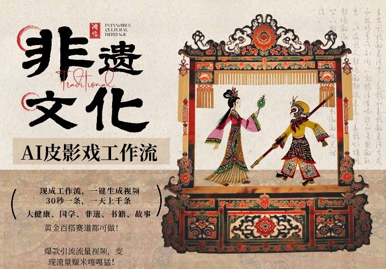 AI一键生成民俗文化非遗皮影戏视频，一刀不剪无需剪辑，30S一条，一天上百条，流量财富嘎嘎猛-谷进海小站