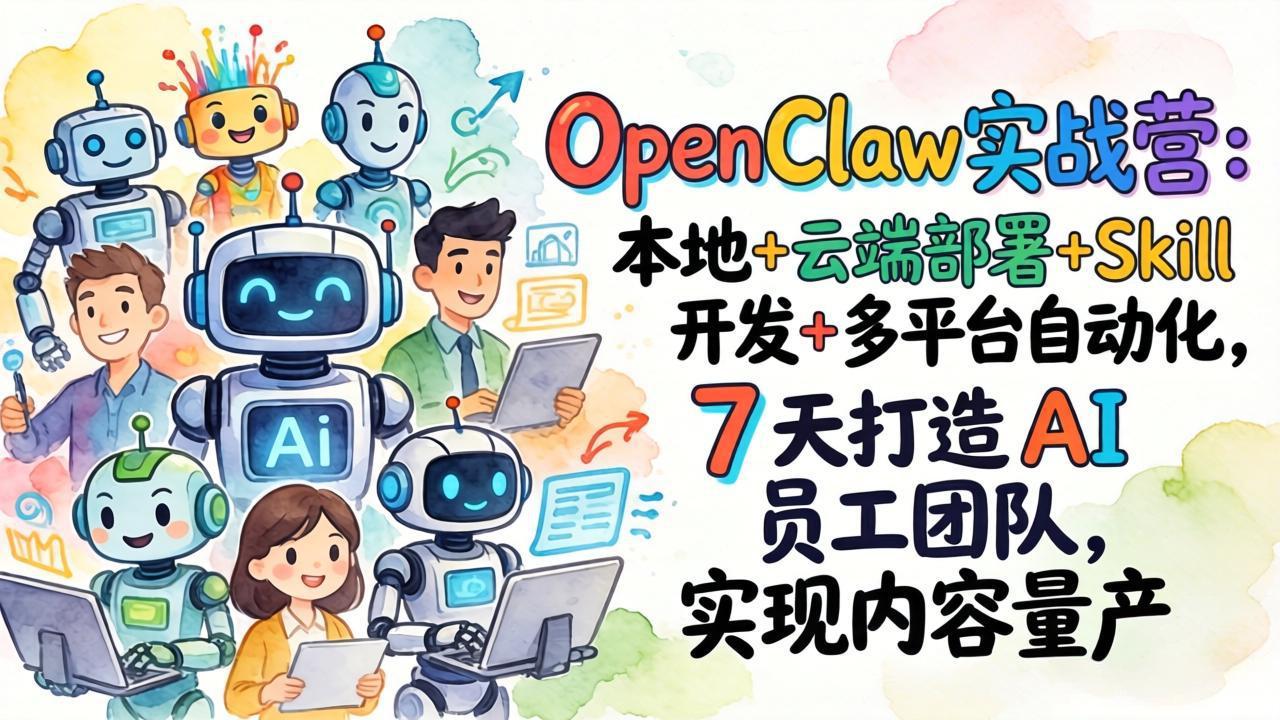 OpenClaw实战营：本地+云端部署+Skill开发+多平台自动化，7 天打造 AI 员工团队，实现内容量产-谷进海小站