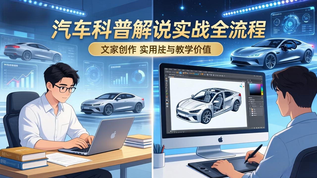 抖音汽车科普解说实战：文案+动画+画面处理+去水印全流程，打造专业汽车科普视频-谷进海小站