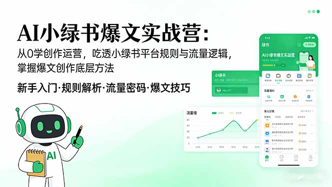 AI 小绿书爆文实战营：从0学创作运营，吃透小绿书平台规则与流量逻辑，掌握爆文创作底层方法-谷进海小站