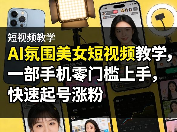 AI氛围美女短视频教学，一部手机零门槛上手，快速起号涨粉-谷进海小站