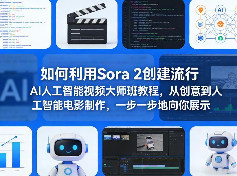 如何利用Sora 2创建流行AI人工智能视频大师班教程，从创意到人工智能电影制作，一步一步地向你展示-谷进海小站