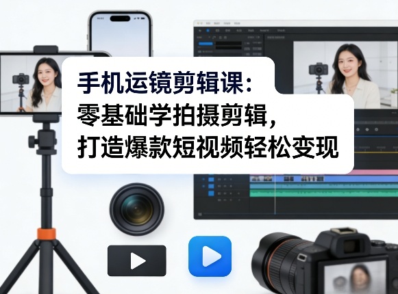 手机运镜剪辑课：零基础学拍摄剪辑，打造爆款短视频轻松变现-谷进海小站