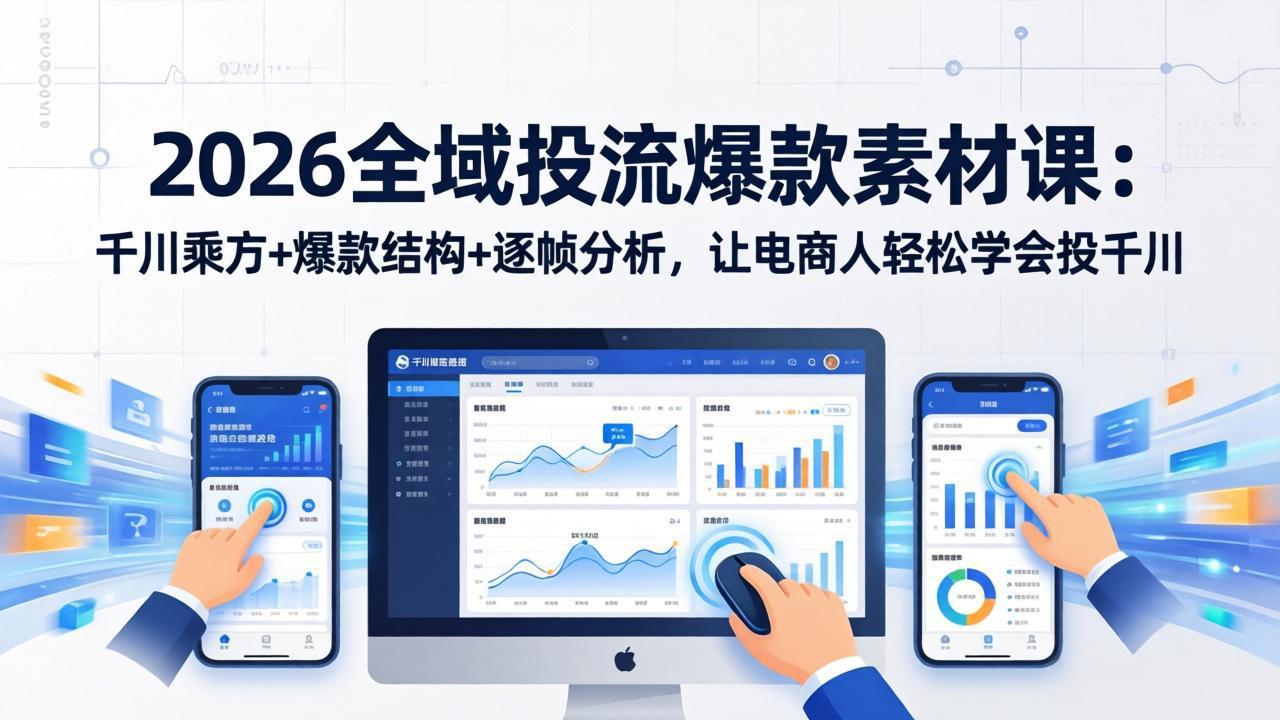 2026全域投流爆款素材课：千川乘方+爆款结构+逐帧分析，让电商人轻松学会投千川-谷进海小站