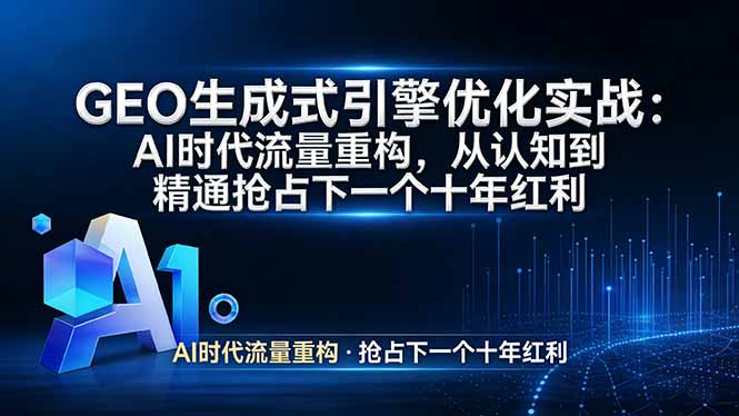 GEO 生成式引擎优化实战：AI时代流量重构，从认知到精通抢占下一个十年红利-谷进海小站