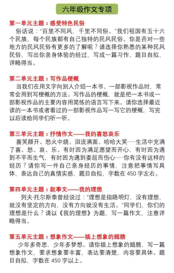 六年级下语文单元习作指导+精选范文-谷进海小站
