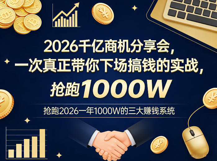2026千亿商机分享会，一次真正带你下场搞钱的实战，抢跑2026一年1000W的三大賺钱系统-谷进海小站