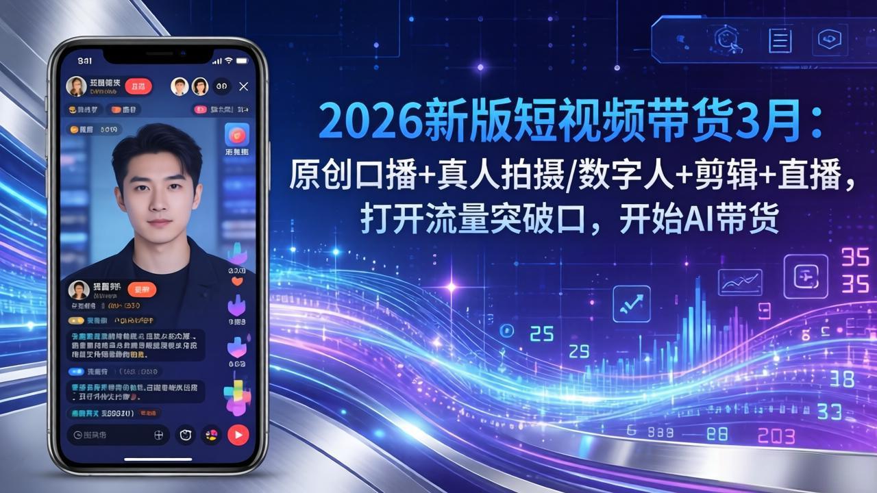 2026新版短视频带货3月：原创口播+真人拍摄/数字人+剪辑+直播，打开流量突破口，开始AI带货-谷进海小站