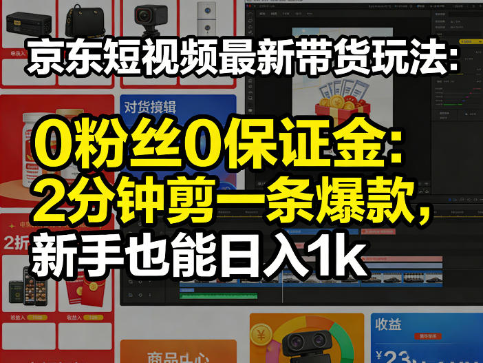 京东短视频最新带货玩法，0粉丝0保证金，2分钟剪一条爆款，新手也能日入1k+【揭秘】-谷进海小站