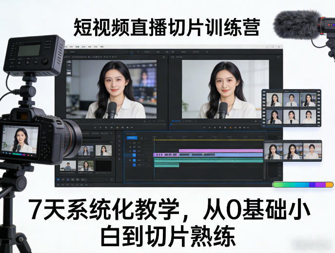 短视频直播切片训练营，7天系统化教学，从0基础小白到切片熟练-谷进海小站