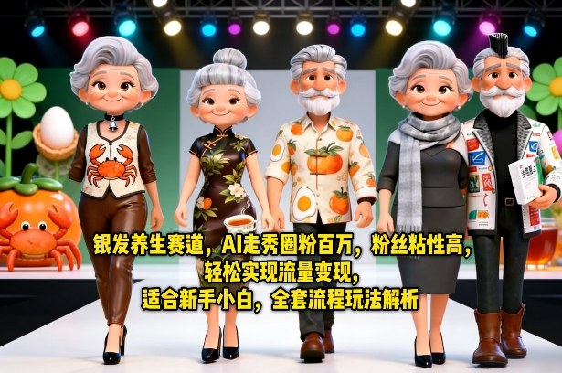 银发养生赛道，AI走秀圈粉百万，粉丝粘性高，轻松实现流量变现，适合新手小白，全套流程玩法解析-谷进海小站