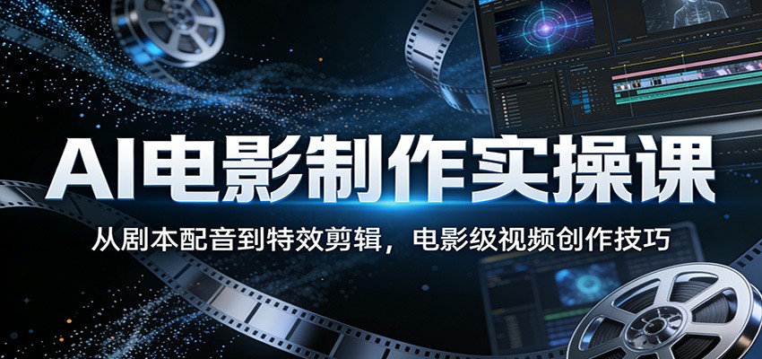 AI电影制作实操课：从剧本配音到特效剪辑，电影级视频创作技巧-谷进海小站