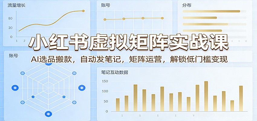 小红书虚拟矩阵实战课：AI选品搬款，自动发笔记，矩阵运营，解锁低门槛变现-谷进海小站