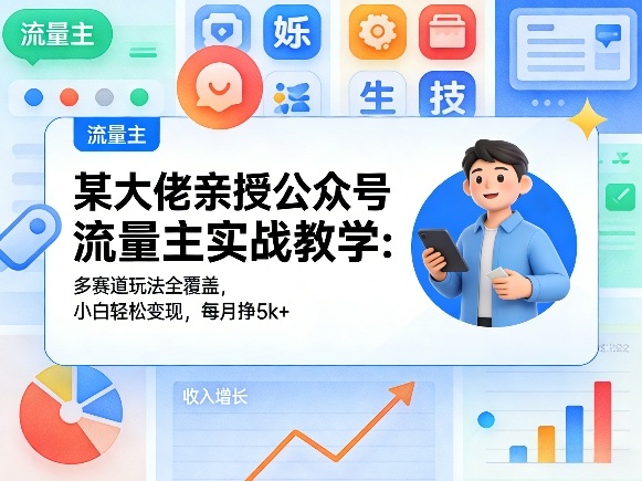 某大佬亲授公众号流量主实战教学：多赛道玩法全覆盖，小白轻松变现，每月多挣5k+-谷进海小站