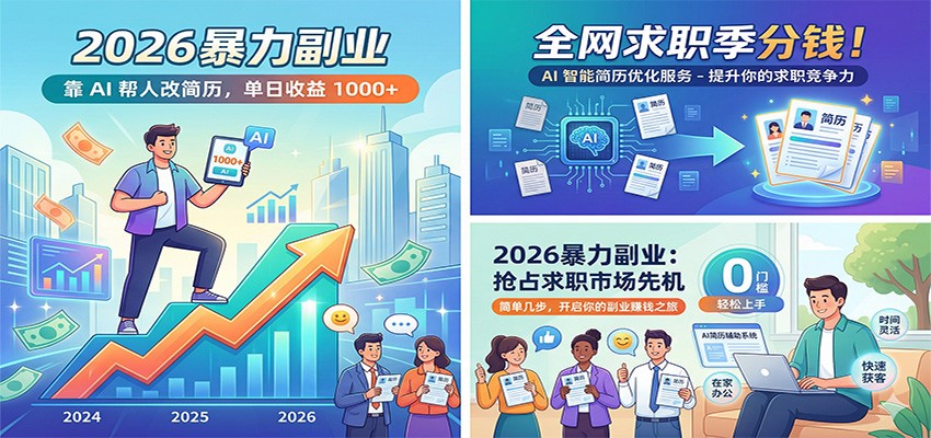 2026暴力副业：靠AI帮人改简历，单日收益1000+，全网求职季分钱-谷进海小站