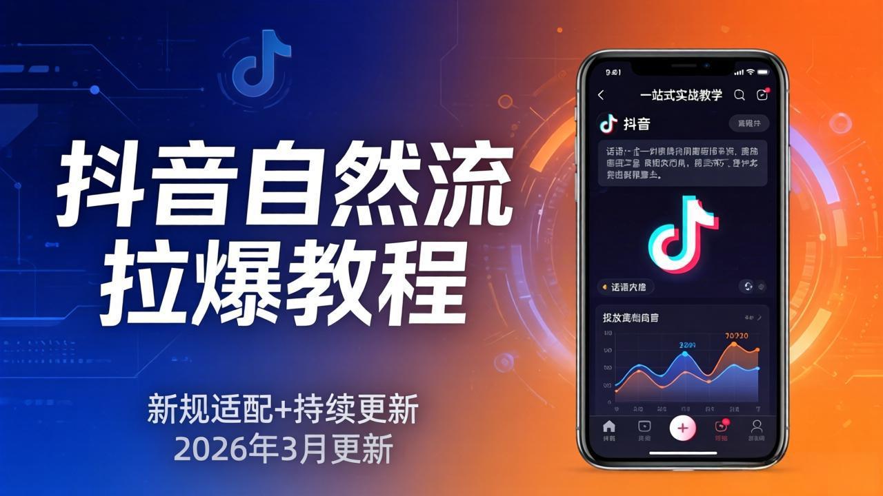 抖音自然流拉爆教程：新规适配+持续更新，话术+投放+起号一站式实战教学(更新26年3月-谷进海小站